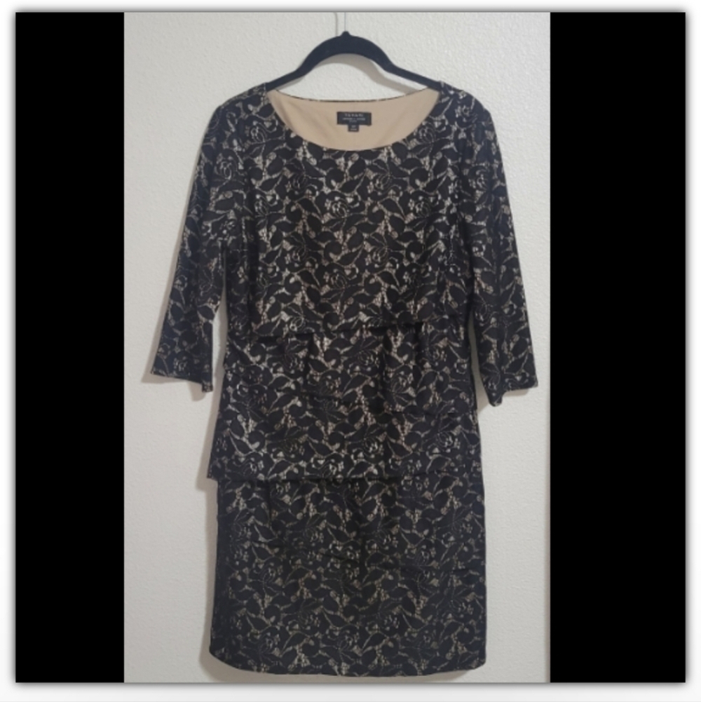 Tahari Authur S Levine lace rose print overlay size 10P